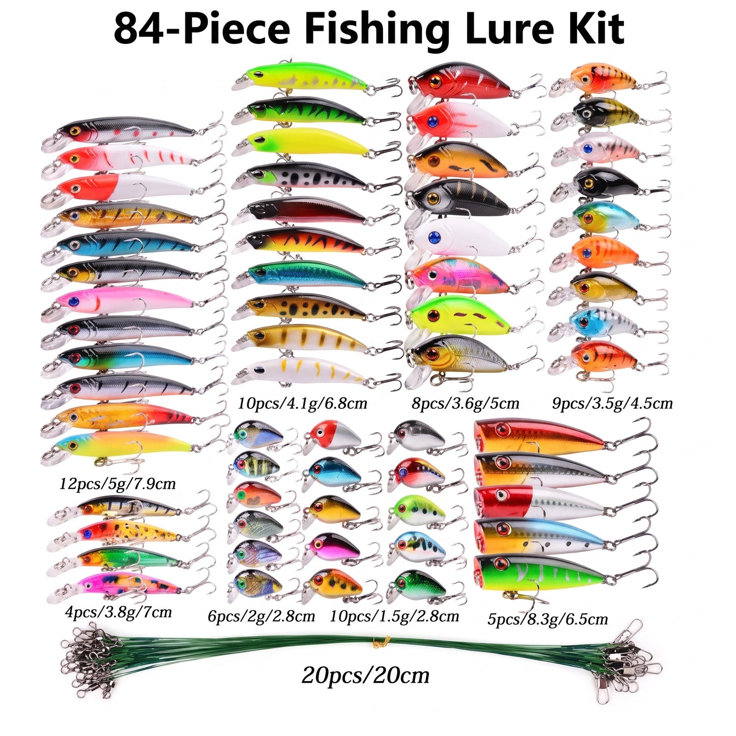 84-Piece Fishing Lure Kit